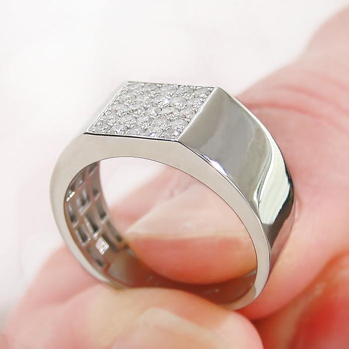 Pt950 0.35ct メンズ ダイヤモンド リング 送料無料 パヴェ プラチナ 