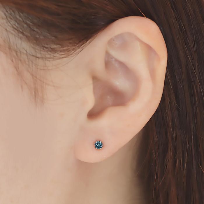 Pt900 K18YG ブルーダイヤモンド ピアス 0.20ct 送料無料 K18 18金 イエローゴールド PT プラチナ 一粒ピアス PT ブルーダイヤ 小さめ プチ シンプル AU-0448の画像
