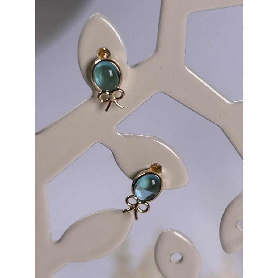 18金 ピアス レディース アパタイト スタッドピアス カボションカット 