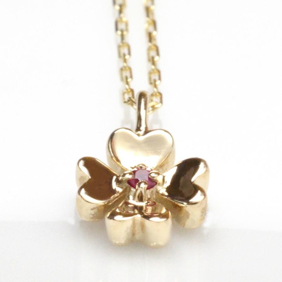 ネックレス レディース 18k ゴールド k18 金属アレルギー対応 18金 クローバー ダイヤモンド ルビー サファイヤ YG PG WG