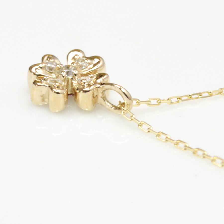 ネックレス レディース 18k ゴールド k18 金属アレルギー対応 18金 クローバー ダイヤモンド ルビー サファイヤ YG PG WG