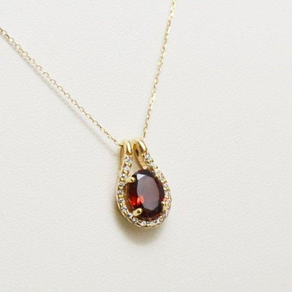 ネックレス レディース 18k ゴールド k18 金属アレルギー対応 18金 ガーネット ダイヤモンド ペンダント ギフト プレゼント YG PG WGの画像