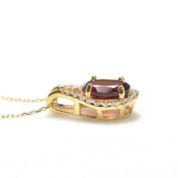 ネックレス レディース 18k ゴールド k18 金属アレルギー対応 18金 ガーネット ダイヤモンド ペンダント ギフト プレゼント YG PG WGの画像