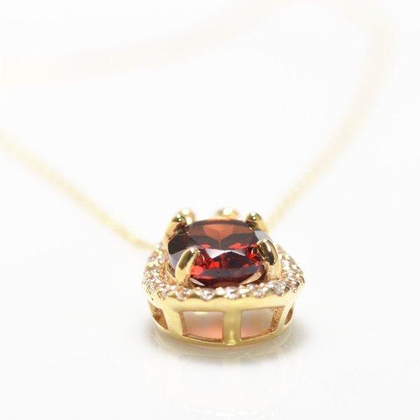 ネックレス レディース 18k ゴールド k18 金属アレルギー対応 18金 ガーネット ダイヤモンド ペンダント ギフト プレゼント YG PG WGの画像