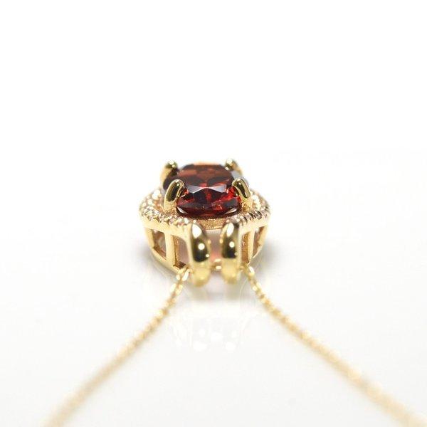 ネックレス レディース 18k ゴールド k18 金属アレルギー対応 18金 ガーネット ダイヤモンド ペンダント ギフト プレゼント YG PG WGの画像