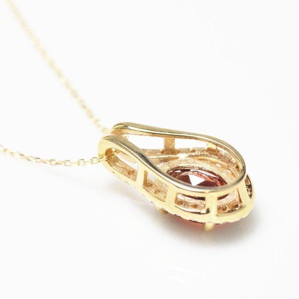 ネックレス レディース 18k ゴールド k18 金属アレルギー対応 18金 ガーネット ダイヤモンド ペンダント ギフト プレゼント YG PG WGの画像