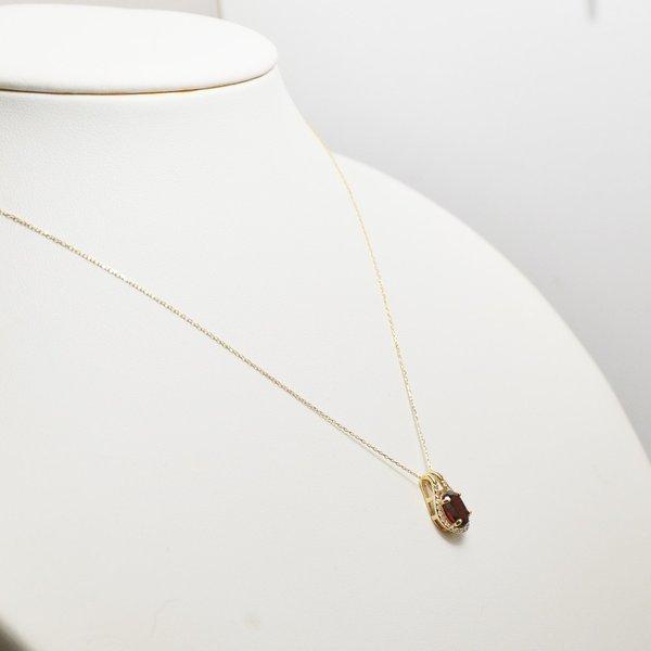 ネックレス レディース 18k ゴールド k18 金属アレルギー対応 18金 ガーネット ダイヤモンド ペンダント ギフト プレゼント YG PG WGの画像
