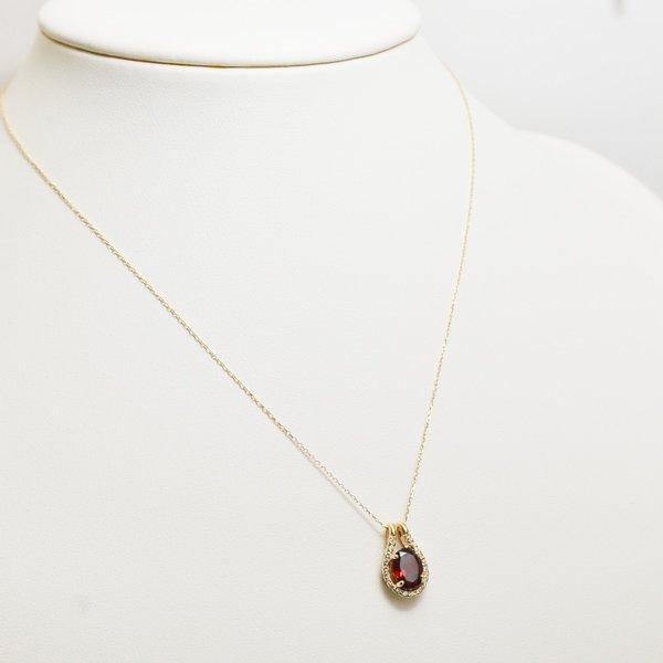 ネックレス レディース 18k ゴールド k18 金属アレルギー対応 18金 ガーネット ダイヤモンド ペンダント ギフト プレゼント YG PG WGの画像