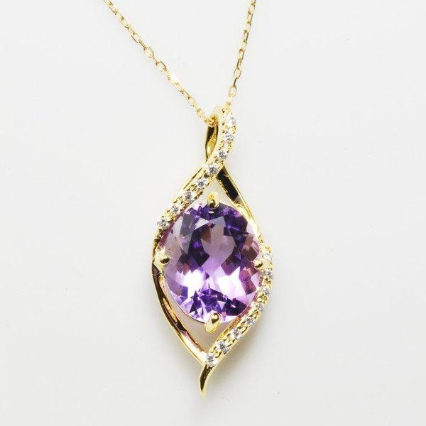 ネックレス レディース 18k ゴールド k18 金属アレルギー対応 18金 アメジスト ダイヤモンドネックレス ペンダント ギフト プレゼント YG PG WG