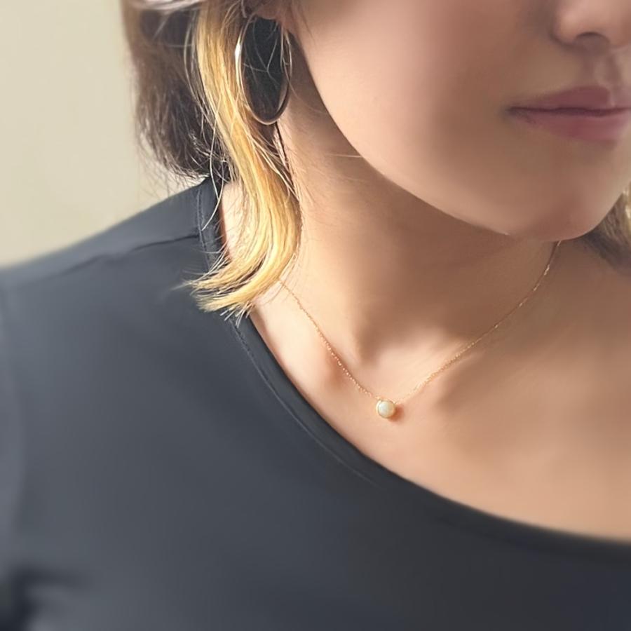 ネックレス K18 レディース スマイル にこちゃん オパール