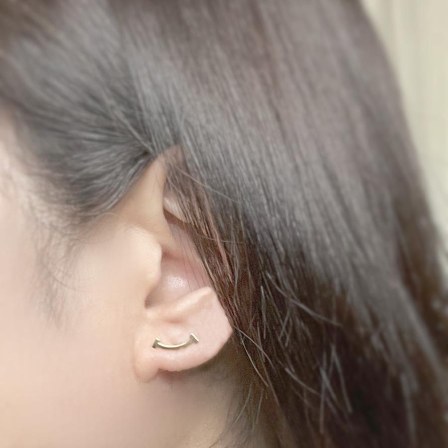 18金 ピアス レディース 地金 つけっぱなし 18k スマイル k18 小さい 