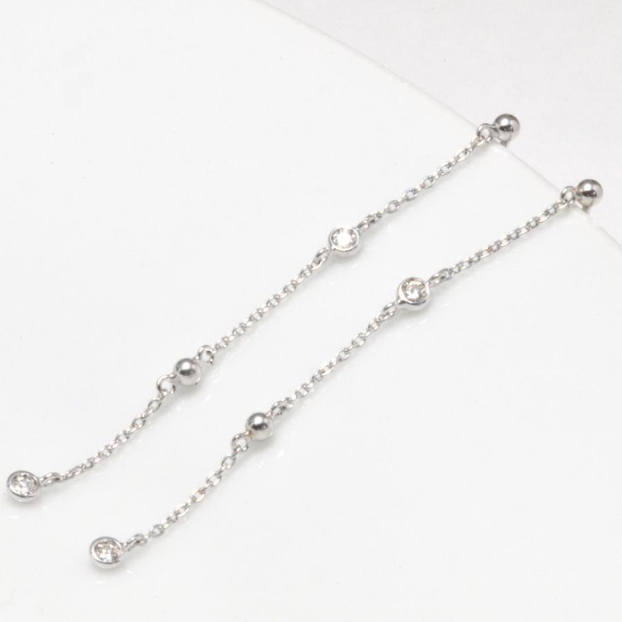 ピアス k18 ホワイトゴールド ダイヤモンド ロング K18 18金 wg WG 