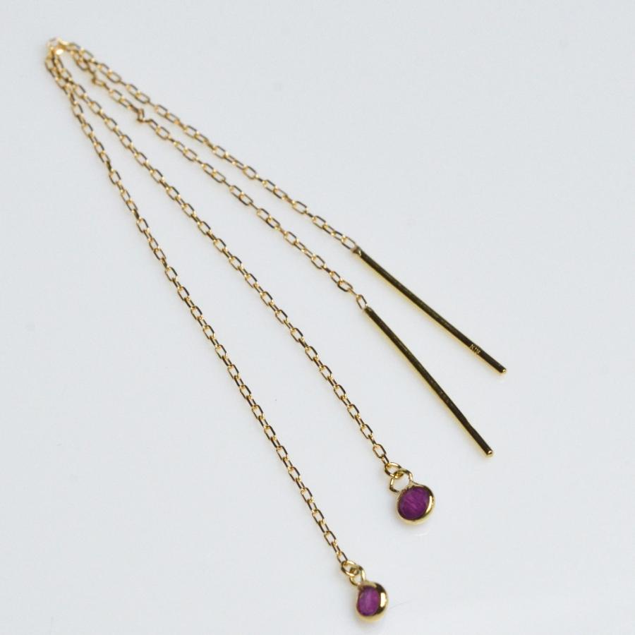 ピアス エメラルド レディース 18k アメリカンピアス チェーンピアス 