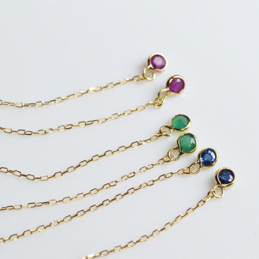 ピアス ルビー レディース 18k アメリカンピアス チェーンピアス k18