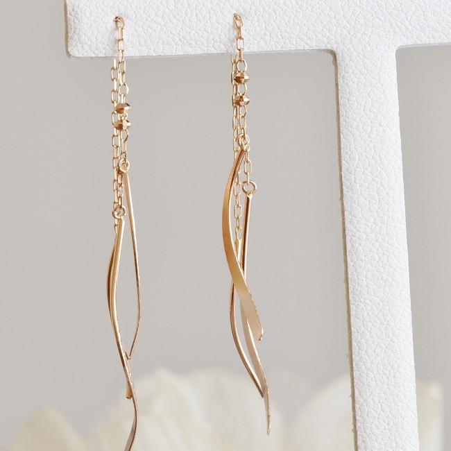 ピアス K18金 アメリカン ロング イエローゴールド YG レディース