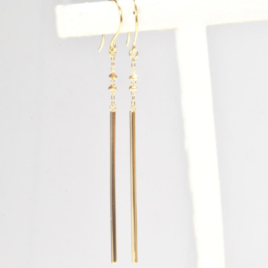 バイカラーが洒落てる！ 18金 K18 YG WG ロング ピアス 楽天市場】在庫限りのお得な商品 バー デザイン 揺れる ロング