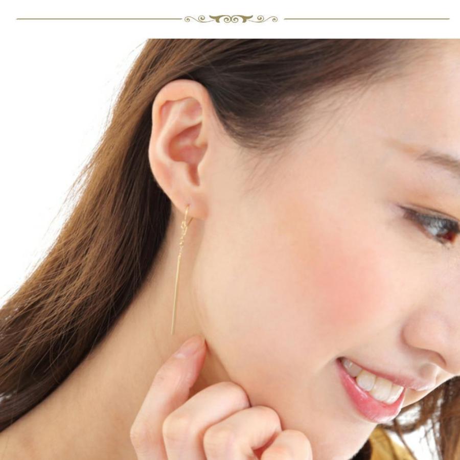 ピアス K18金 イエローゴールド バー ロング YG : ジュエリー