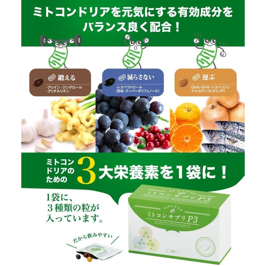 公式】ミトコンサプリP3 ミトコンドリア サプリメント ＜3箱セット＞3