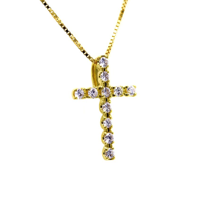 18金ネックレス　ペンダント　レディース　メンズ　18Ｋ　18金　ゴールド　ダイヤモンド　11粒ダイヤ　0.2ct　クロス　イエローゴールド　プレゼント　十字架 | ブランド登録なし | 02