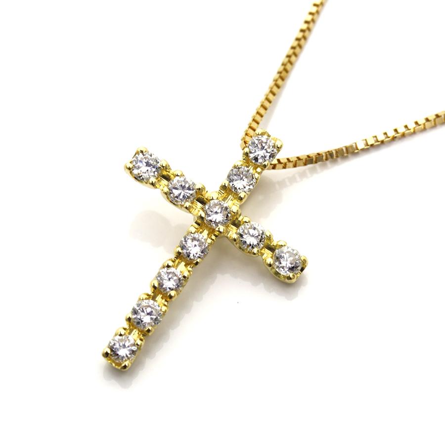 18金ネックレス　ペンダント　レディース　メンズ　18Ｋ　18金　ゴールド　ダイヤモンド　11粒ダイヤ　0.2ct　クロス　イエローゴールド　プレゼント　十字架 | ブランド登録なし | 03