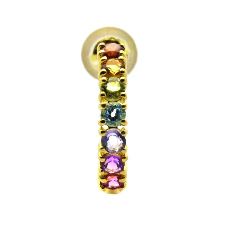 ピアス　７色カラーストーン　クリスマス　セール　フープピアス　18Ｋ　18金　イエローゴールド　レディース　プレゼント　カラフル　おしゃれ　誕生石　色石　 |  | 02