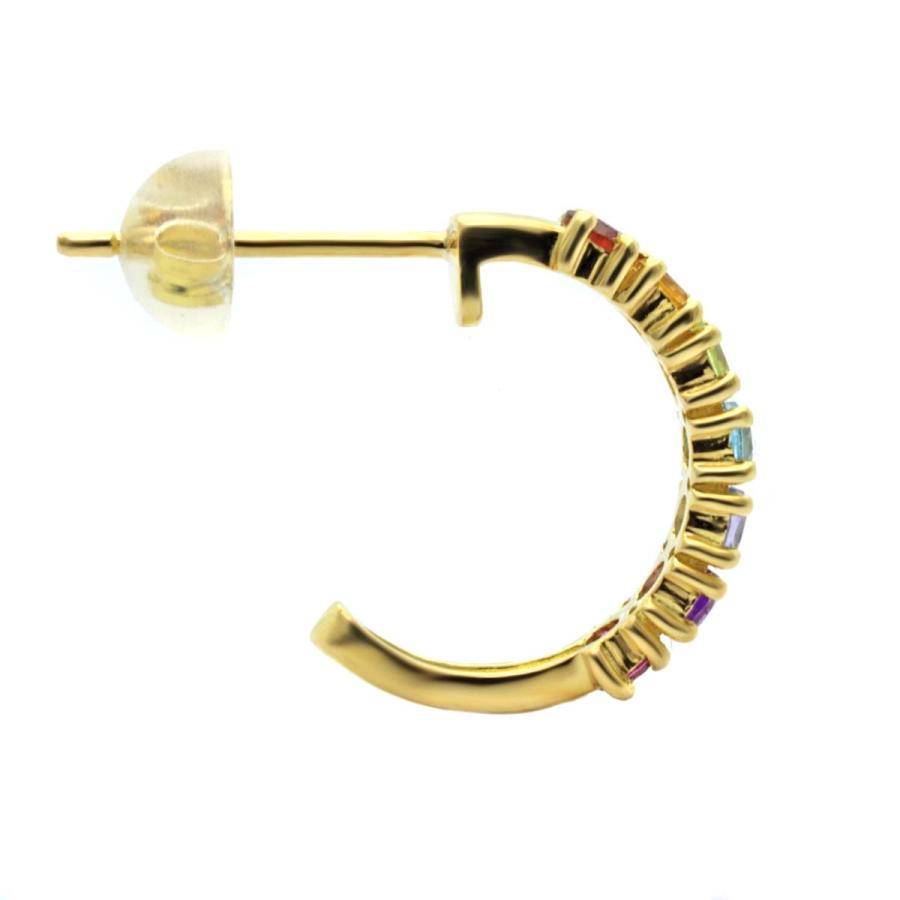ピアス　７色カラーストーン　クリスマス　セール　フープピアス　18Ｋ　18金　イエローゴールド　レディース　プレゼント　カラフル　おしゃれ　誕生石　色石　 |  | 03