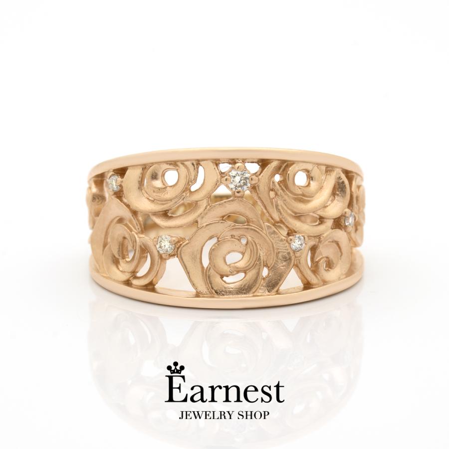 リング レディース 指輪 K18 ピンクゴールド ダイヤモンド 0.05ct ジュエリー ローズモチーフ 薔薇 | ブランド登録なし