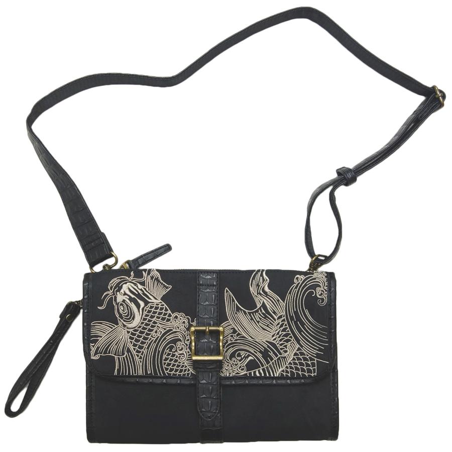 刺繍ミニショルダーバッグ 絡繰魂 233901 和柄 和風 かばん 龍 竜 鯉