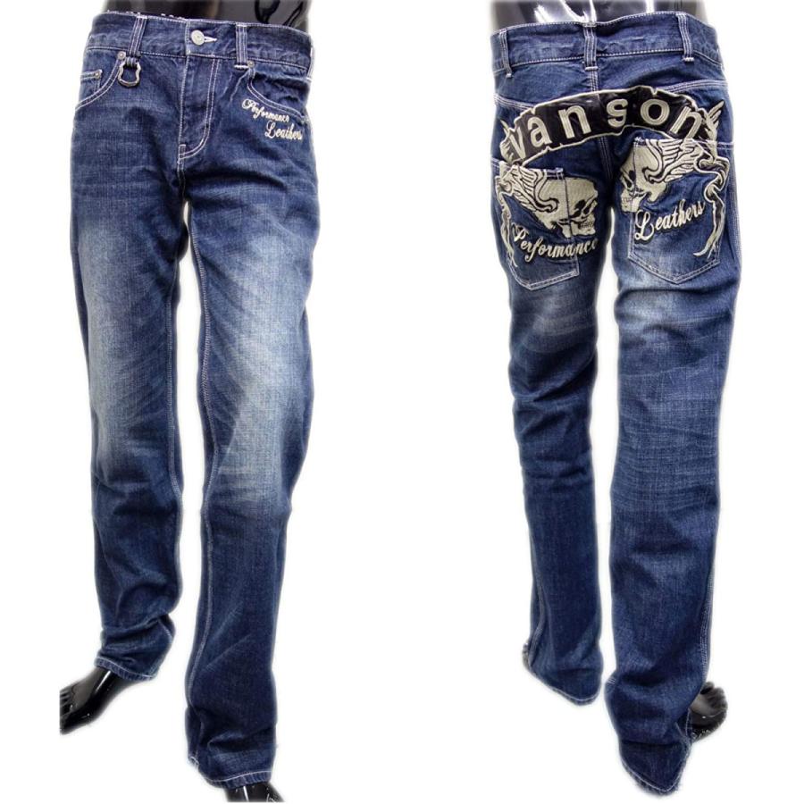 送料無料 vanson バンソン SP-B-7 スカル ジーンズ 32インチ