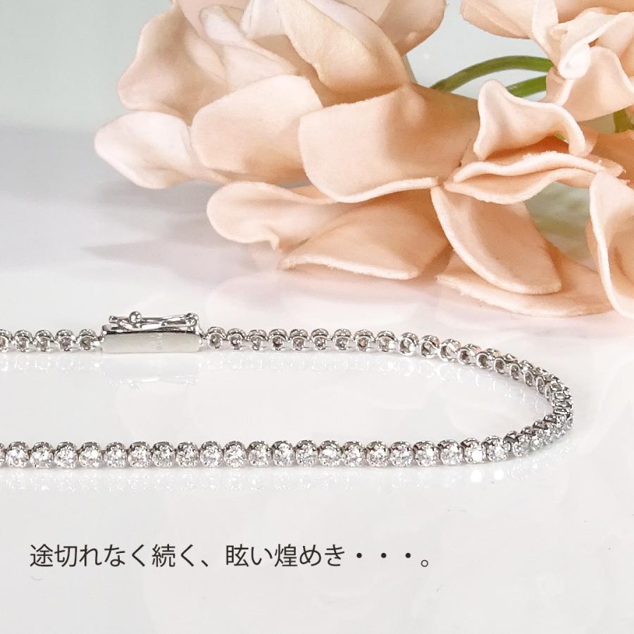 Pt950 1.00ct ダイヤモンド テニスブレスレット 18cm 送料無料 SIクラス Iカラー レディース ブレスレット プラチナ PT 1カラット ダイヤ 腕輪 バングル FYB0001の画像