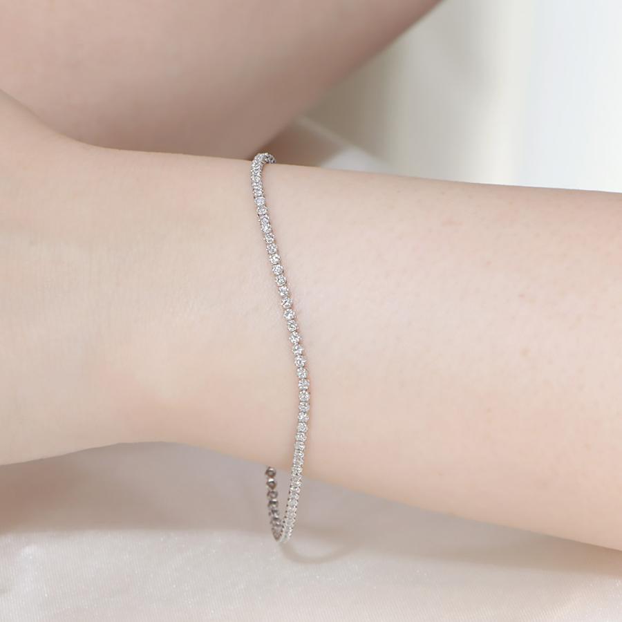 Pt950 1.00ct ダイヤモンド テニスブレスレット 18cm 送料無料 SIクラス Iカラー レディース ブレスレット プラチナ PT 1カラット ダイヤ 腕輪 バングル FYB0001の画像