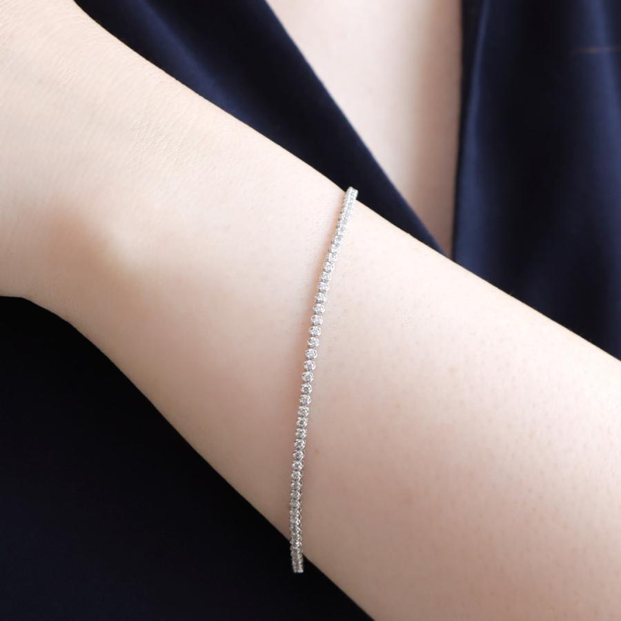 Pt950 1.00ct ダイヤモンド テニスブレスレット 18cm 送料無料 SIクラス Iカラー レディース ブレスレット プラチナ PT 1カラット ダイヤ 腕輪 バングル FYB0001の画像