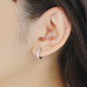 K18YG/WG/PG ゴールド ダイヤモンド ダイヤ ピアス ミル打ち フープ 中折れ ワンタッチ 0.14ct ミルグレーン FYE0005の画像