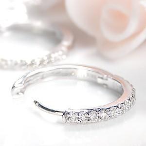 K18YG/WG/PG ゴールド ダイヤモンド ダイヤ ピアス フープ 中折れ ワンタッチ エタニティ SIクラス 0.32ct FYE0006の画像