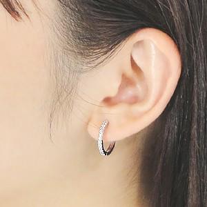 K18YG/WG/PG ゴールド ダイヤモンド ダイヤ ピアス フープ 中折れ ワンタッチ エタニティ SIクラス 0.32ct FYE0006の画像