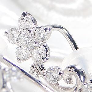 K18WG ダイヤモンドフラワーモチーフ ピアス　2way K18WG ゴールド ダイヤモンド ダイヤ ピアス フラワー 花 2WAY