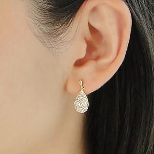 K18YG/PG ゴールド ピアス パヴェ ダイヤモンド ダイヤ 1.0ct 1カラット ティアドロップ 雫 4月 誕生石 FYE0015 |  | 01