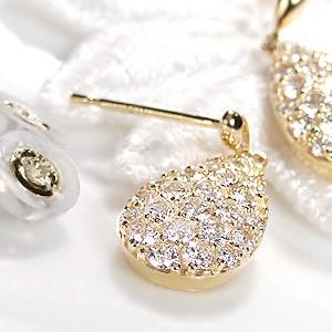 K18YG/PG ゴールド ピアス パヴェ ダイヤモンド ダイヤ 1.0ct 1カラット ティアドロップ 雫 4月 誕生石 FYE0015 |  | 02