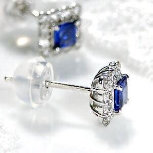 18K ブルーサファイア＆パパラチアサファイア ピアス