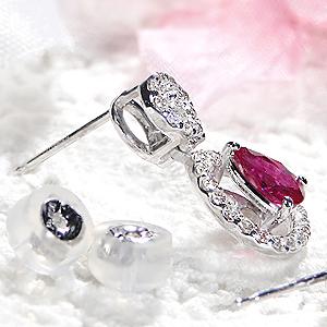 Pt900 ルビー/サファイア ペアシェイプ ダイヤモンド ピアス pt900  