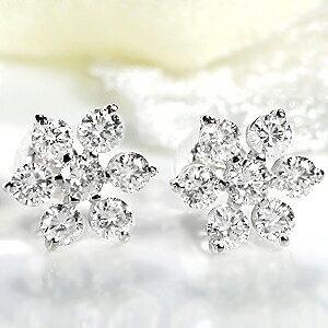 ゴールド K18 YG WG PG 1.0ctUP ダイヤモンド ピアス ジュエリー アクセサリー レディース 18k 0.5ct ダイヤ フラワー プレゼント FYE0031の画像