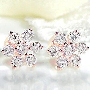 ゴールド K18 YG WG PG 1.0ctUP ダイヤモンド ピアス ジュエリー アクセサリー レディース 18k 0.5ct ダイヤ フラワー プレゼント FYE0031の画像