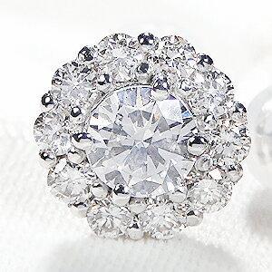 Pt900 1.7ctUP フラワー ダイヤモンド ピアス プレゼント ジュエリー  