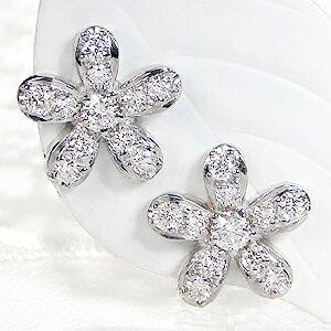Pt900 0.40ctUP フラワー ダイヤモンド ピアス　ジュエリー ダイヤ 花 プレゼント プラチナ 0.2カラット 0.40カラット SIクラス FYE0035の画像