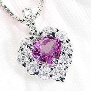 pt900 プラチナ ダイヤモンド ダイヤ ピンクサファイア カラーストーン ペンダントトップ  ハート ピンク 可愛い FYP0003 |  | 01