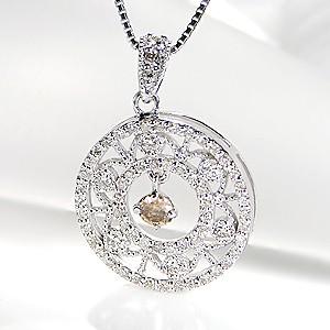 K18WG ゴールド ダイヤモンド ダイヤ 指輪 リング シャンパンゴールド ペンダントトップ ミルグレイン FYP0004 |  | 01