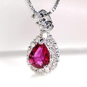 K18YG/WG/PG ゴールド ダイヤモンド ダイヤ カラーストーン ルビー ペアシェイプ ペンダント 大粒 FYP0005 |  | 01