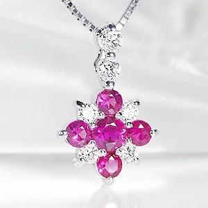 pt900 プラチナ ダイヤモンド ダイヤ カラーストーン ルビー ペンダント ネックレス 誕生石 7月 0.50ct FYP0016 | 