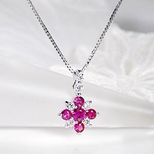pt900 プラチナ ダイヤモンド ダイヤ カラーストーン ルビー ペンダント ネックレス 誕生石 7月 0.50ct FYP0016 |  | 01