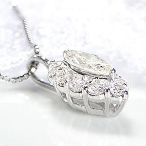 K18WGマーキスカットダイアモンド0.5ct＆D0.182ctの創作ネックレス